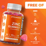Vitamatic Zinc 50 mg gomitas con pectina para adultos.