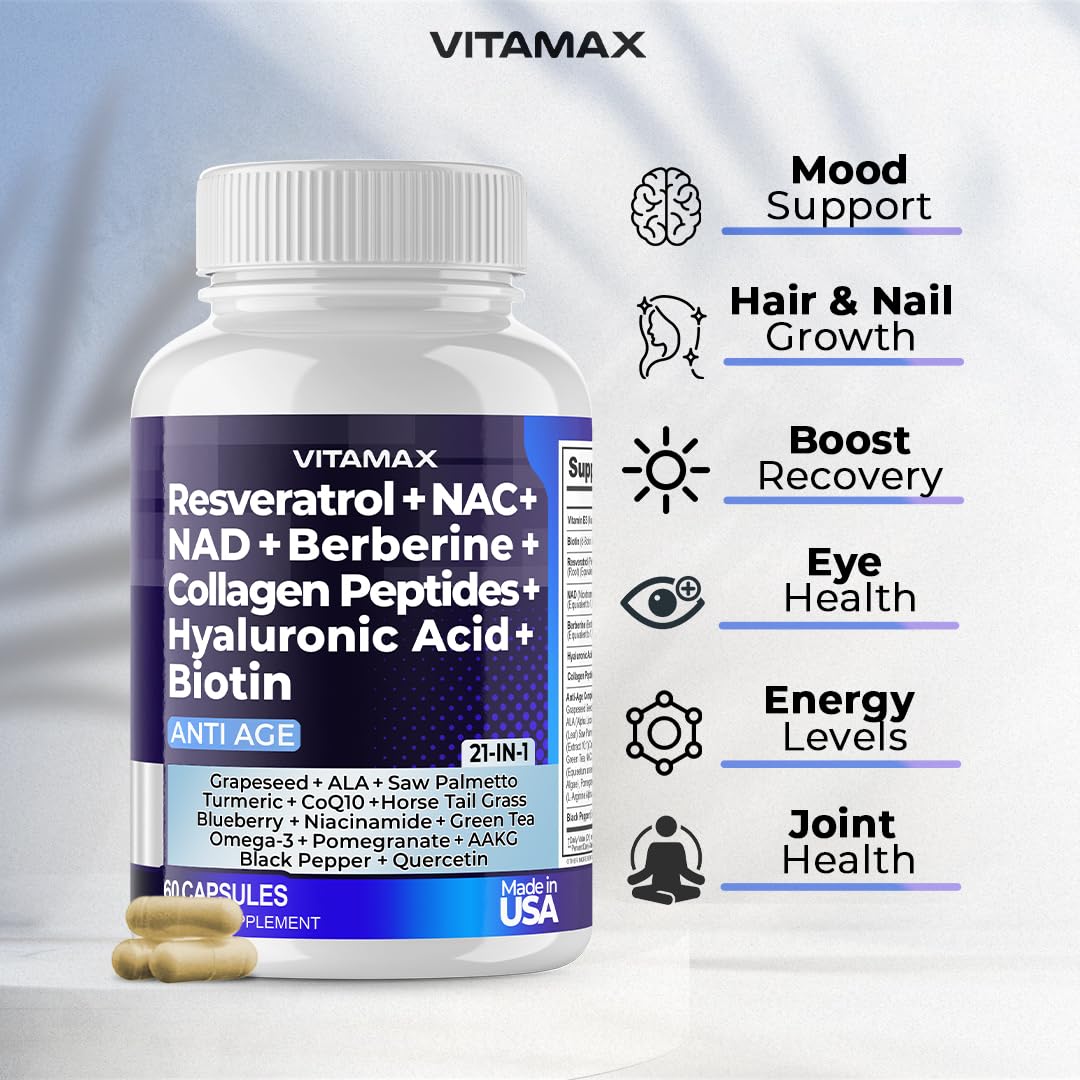 Vitamax fórmula 21 en 1 en cápsulas para cabello, piel y uñas