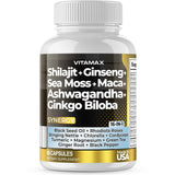 Vitamax Shilajit puro desde el Himalaya, cápsulas para energía diaria y vitalidad.