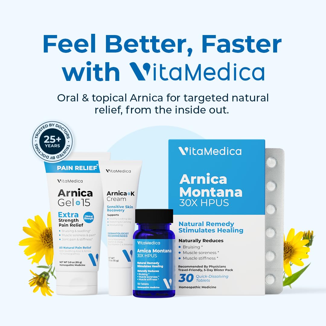 VitaMedica Arnica Montana 30X: alivio potencial del dolor muscular diario.