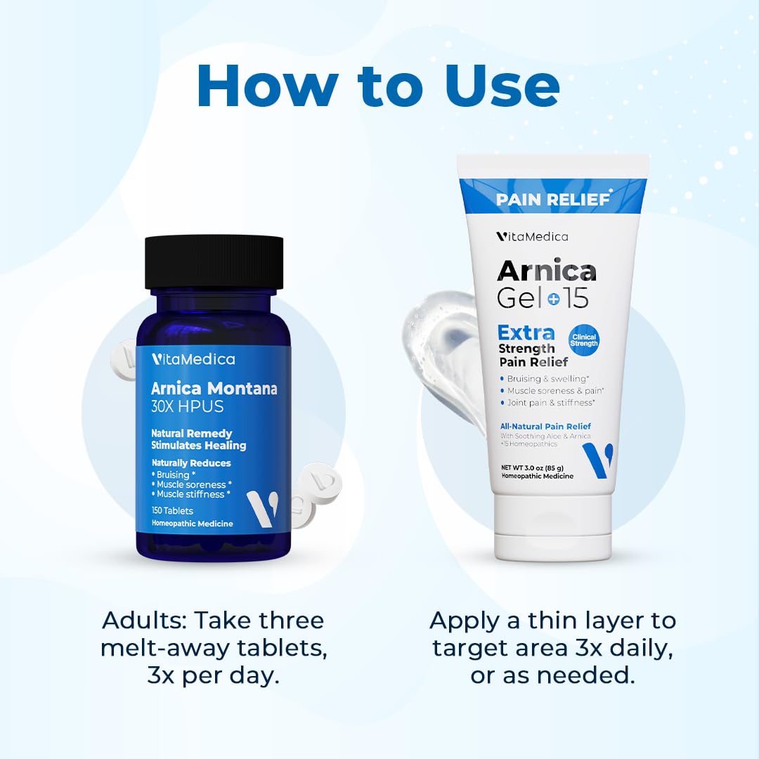 Etiqueta y recipiente de VitaMedica Arnica para seguimiento de dosis