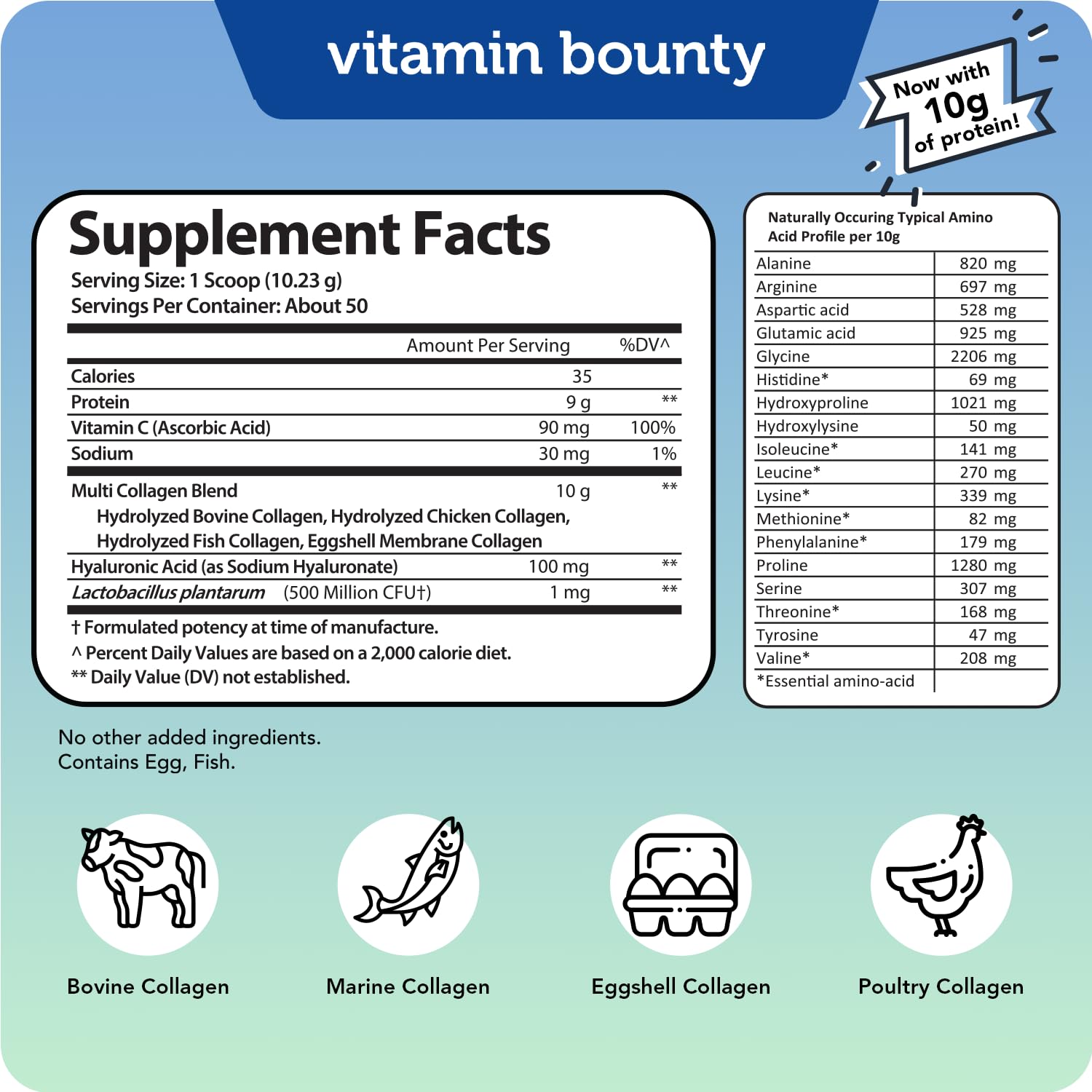 Vitamin Bounty Multi Collagen Peptides, 50 porciones, conveniente para uso diario.
