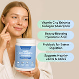 Vitamin Bounty Multi Collagen Peptides, mezcla en vaso, ideal para incorporar en batidos.