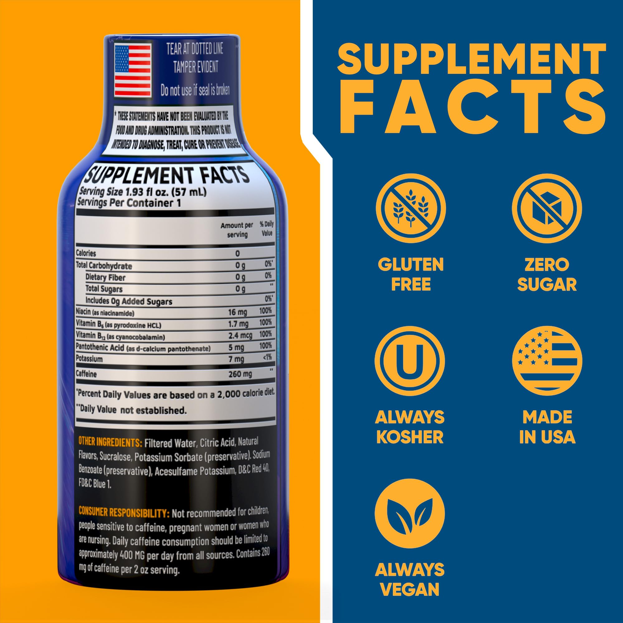 Vitamin Energy B12 Overload: etiqueta clara con datos clave y cero azúcares