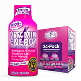 Vitamin Energy Mood+ Shot, botella-frente, energía rápida para la jornada.