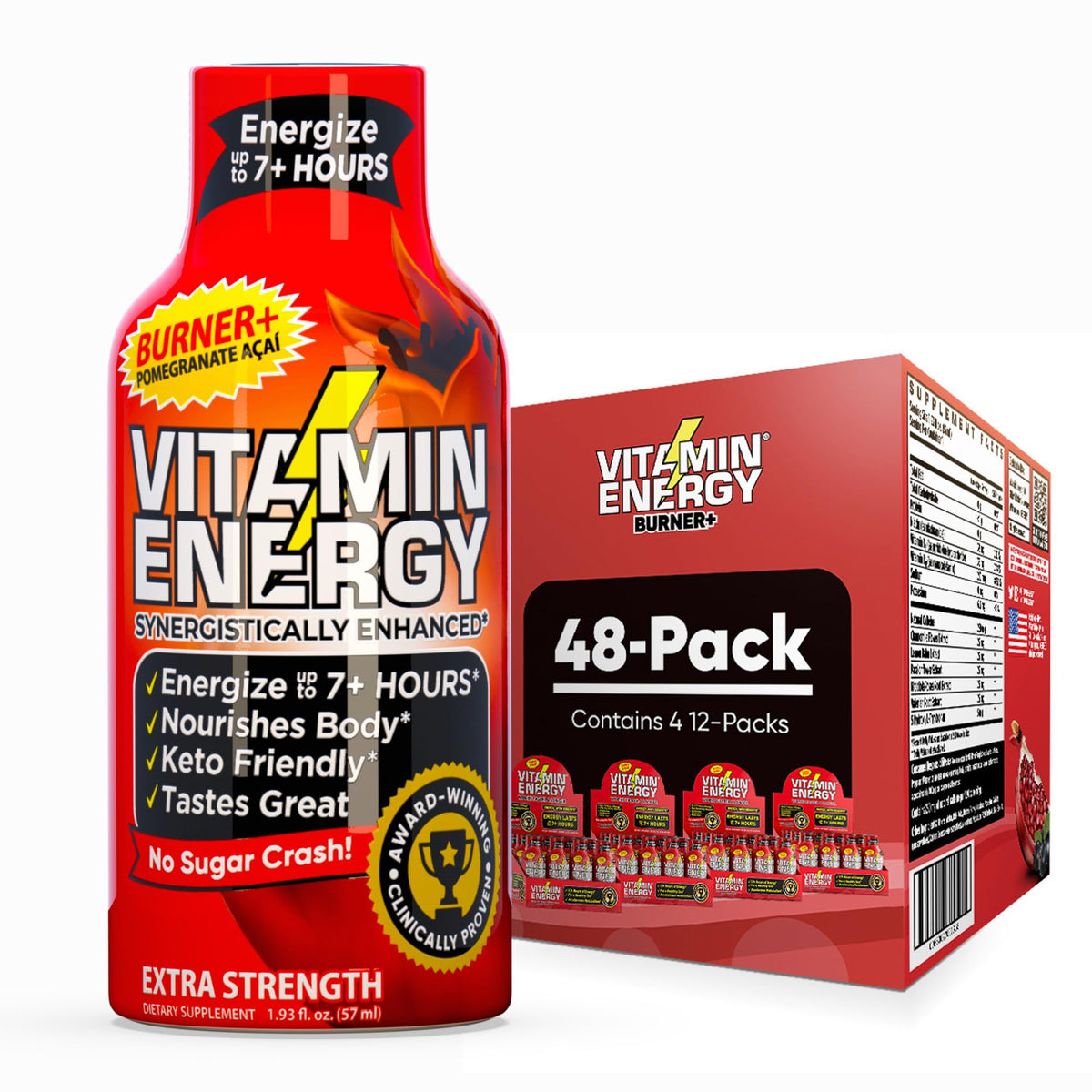 Vitamin Energy Burner botella granada acai para energía de entrenamiento