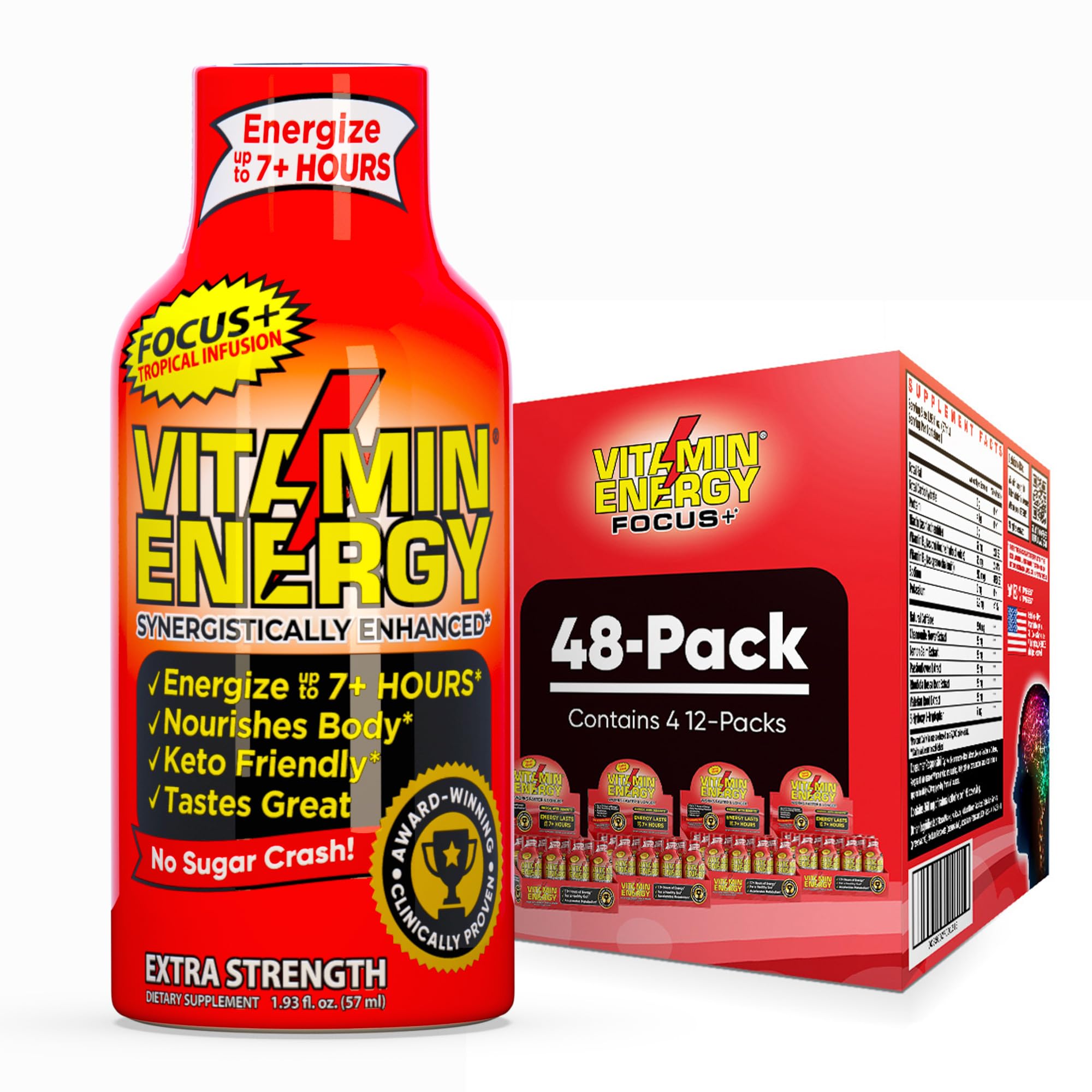 Vitamin Energy Focus+ en dosis de infusion tropical para concentración sostenida
