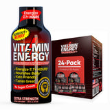Vitamin Energy inyectable energizante sabor frambuesa en botella para energía sostenida.