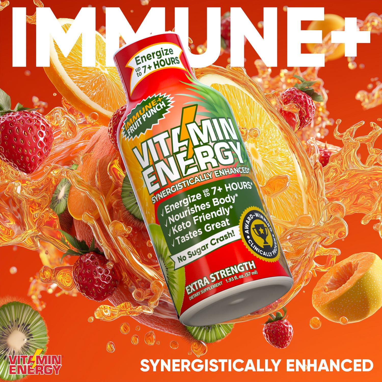 Vitamin Energy etiqueta nutricional muestra cafeína natural y té verde.