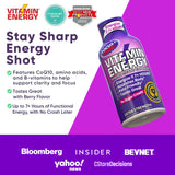 Vitamin Energy Focus+ Frambuesa: primer plano de la etiqueta con información clave.