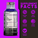 Vitamin Energy Immune+ Shot uva, vertido en vaso para empezar con enfoque.