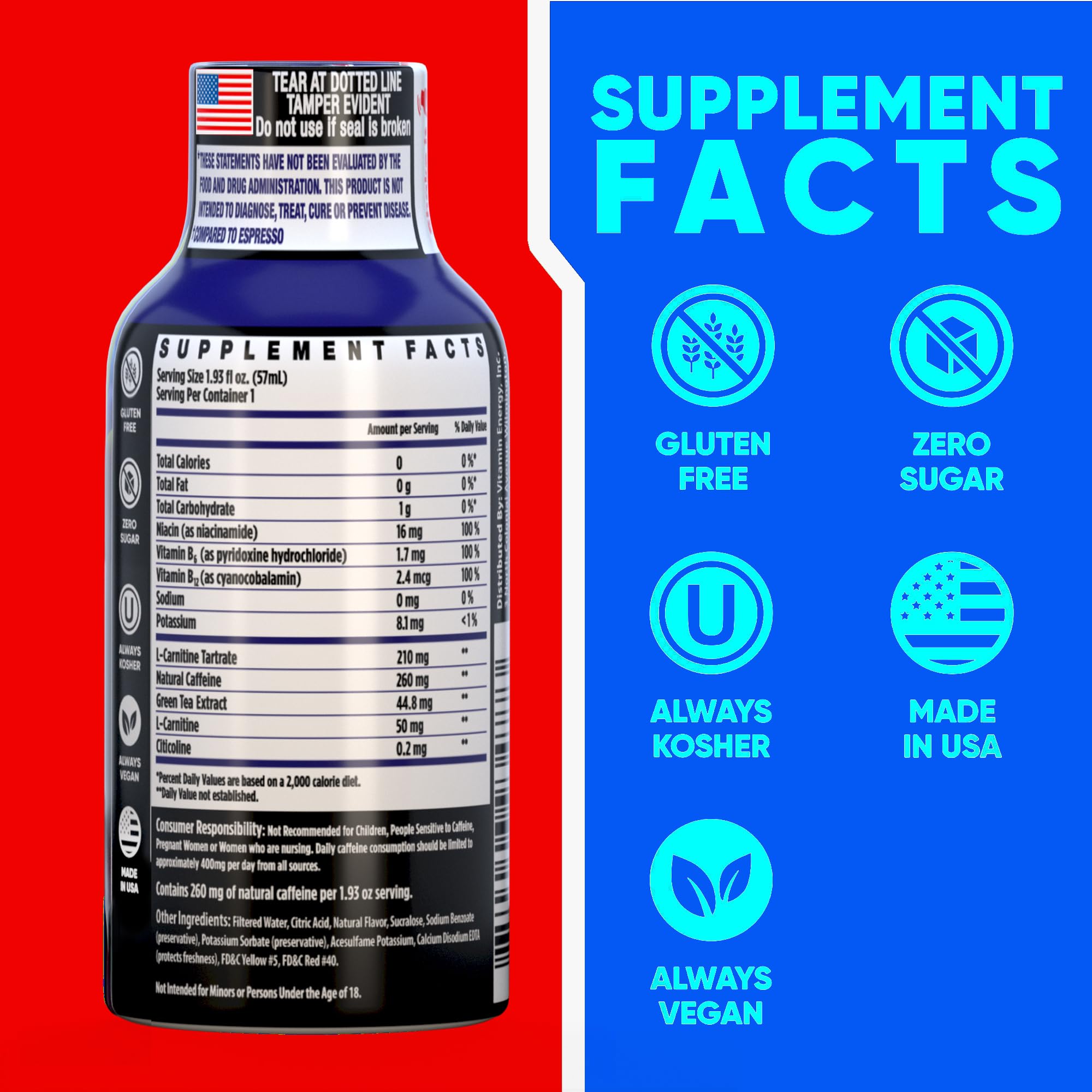 Vitamin Energy Immune+ Shot, paquete de 48, solución conveniente para el día a día