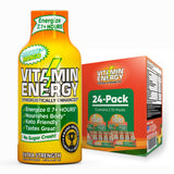 Vitamin Energy Immune+ Mango en botella vertiendo, energía sostenida para el día