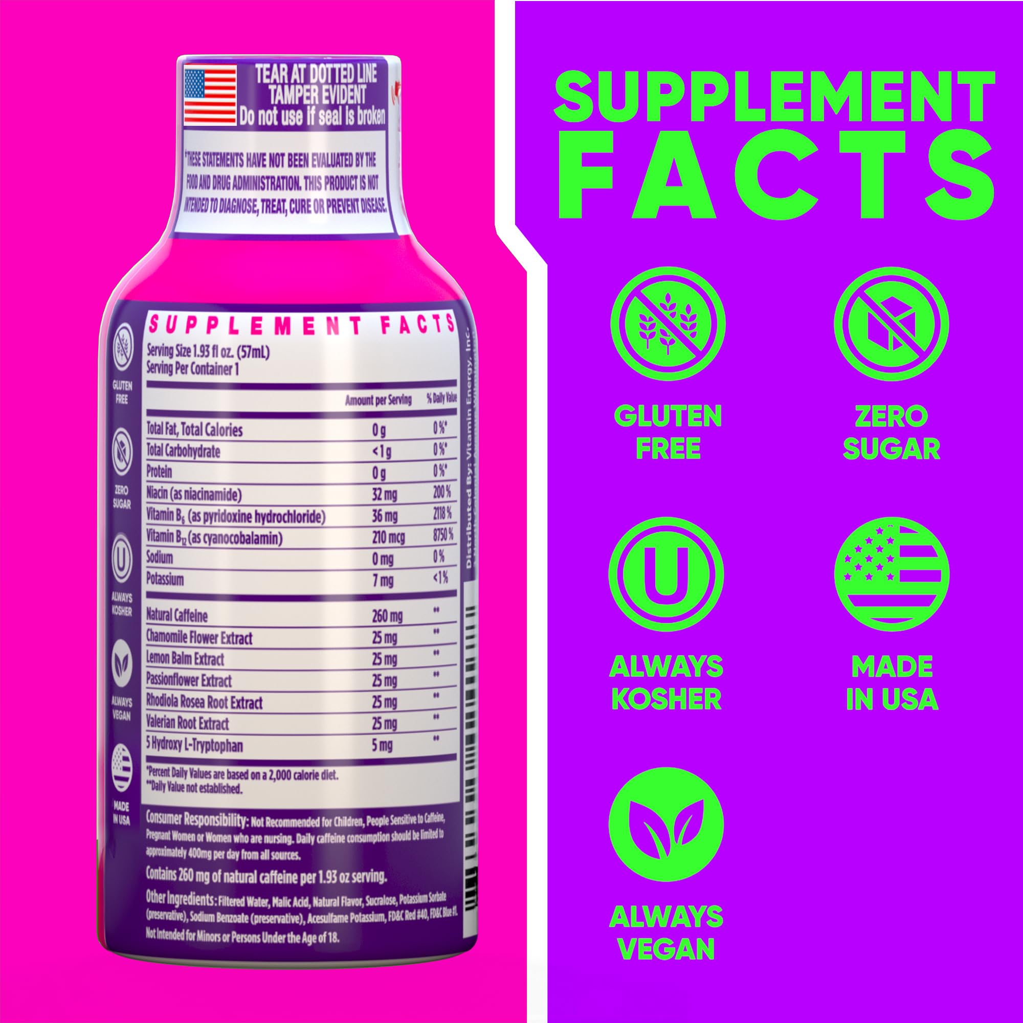 Vitamin Energy Mood+ Shot Tropical Berry: empaque compacto para llevar en el bolso