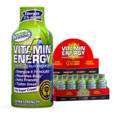 Vitamin Energy Shot azul-frambuesa, ideal para enfoque sostenido durante el estudio.