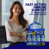 Vitamin Energy Shot cafeína natural, acercamiento a la etiqueta, ideal para energía sostenida