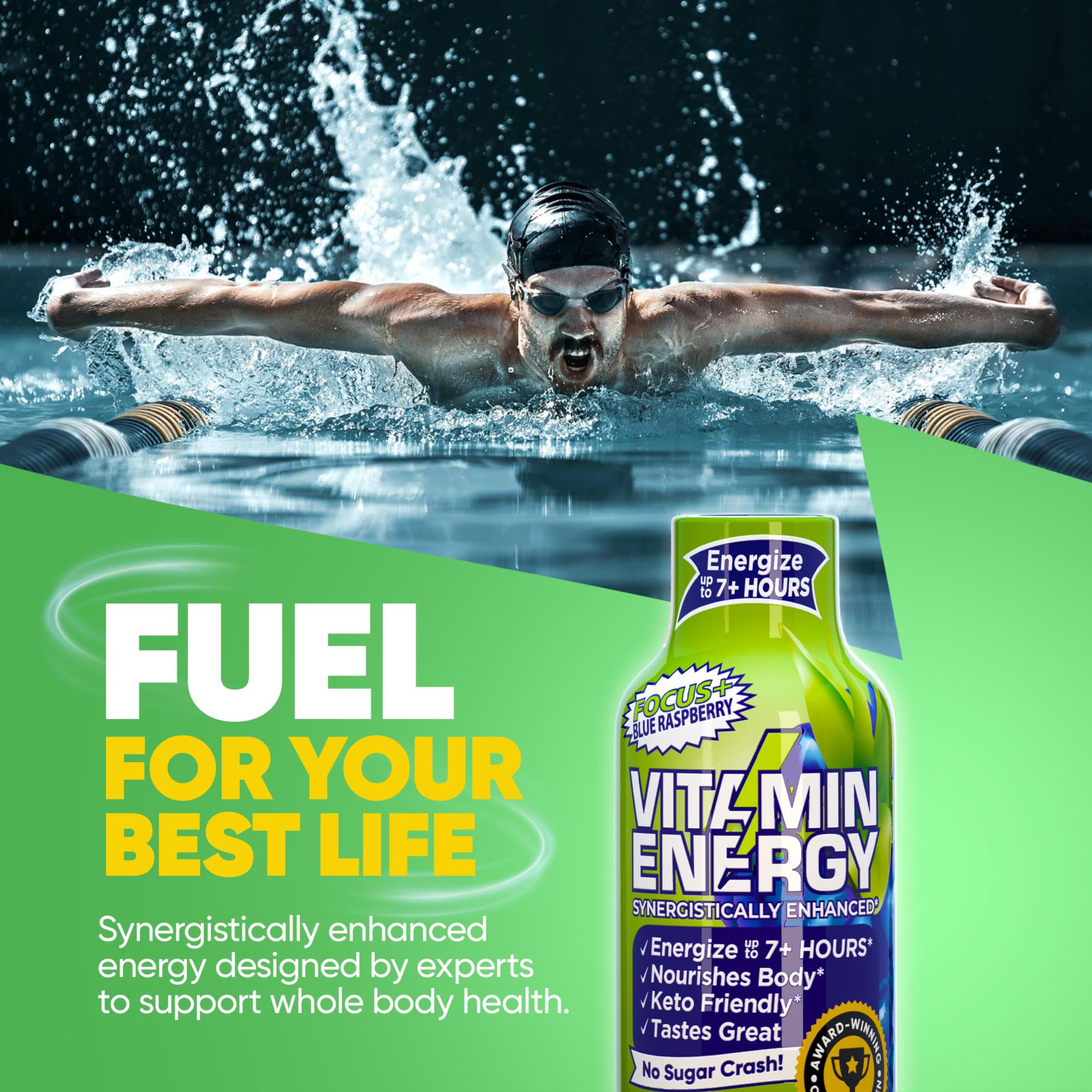 Vitamin Energy Shot estudio nocturno, ayuda a mantenerse alerta sin saturación.