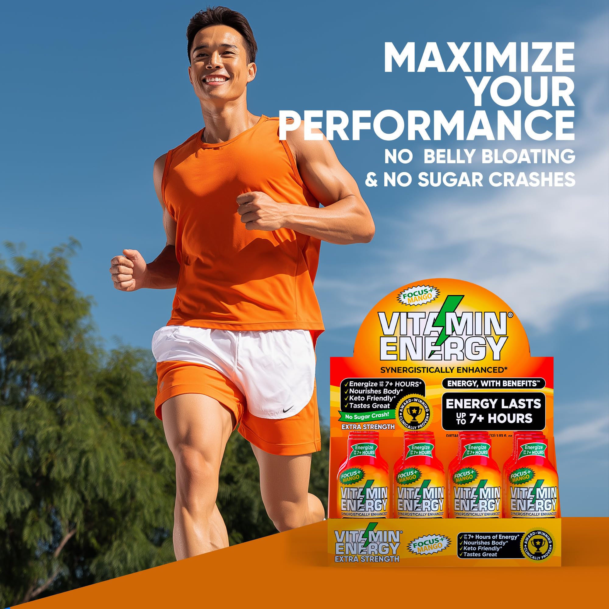 Vitamin Energy Focus+ Mango, cero azúcar y cero calorías para energía limpia