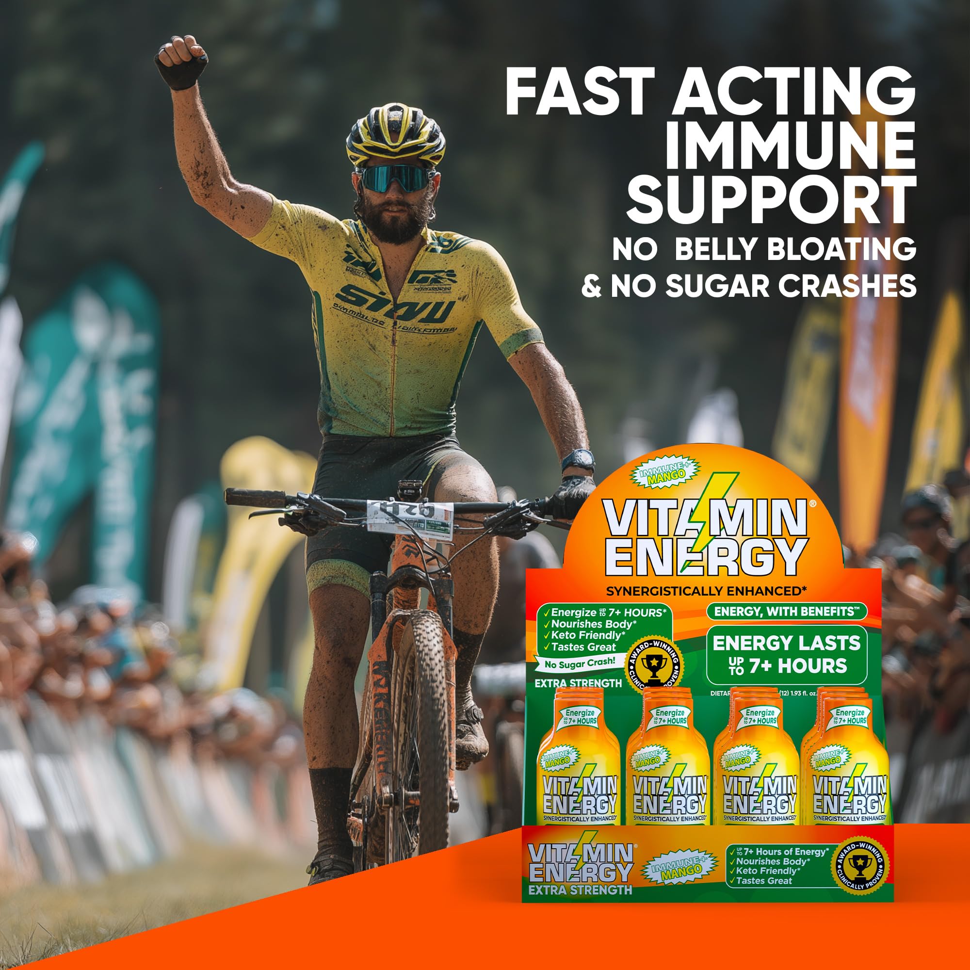 Etiqueta de información nutricional de Vitamin Energy Shot Mango.