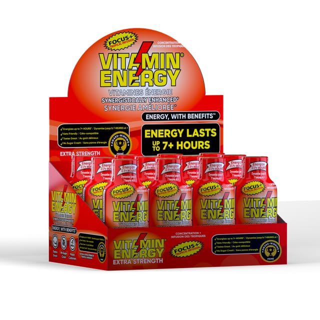 Vitamin Energy Focus+ Infusión Tropical, etiqueta detallada para claridad de nutrientes.