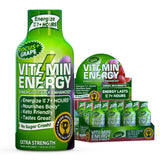 Vitamin Energy Shot: botella de sabor uva para energía rápida y foco sostenido.