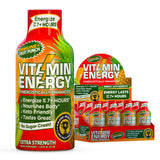 Vitamin Energy vertido de botella para energía rápida y sabor intenso.