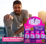 Vitamin Energy Mood+ Disparo Energizante Fuerza Extra Sabor Baya Tropical - Pack 12, Cafeína Natural 260 mg, Vitaminas B, Rhodiola, Manzanilla, Sin Azúcar, Vegano, Sin Gluten
