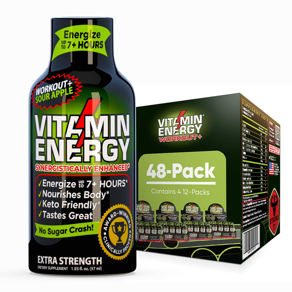 Vitamin Energy entrenamiento: botella centrada para energía sostenida durante entrenamientos intensos.
