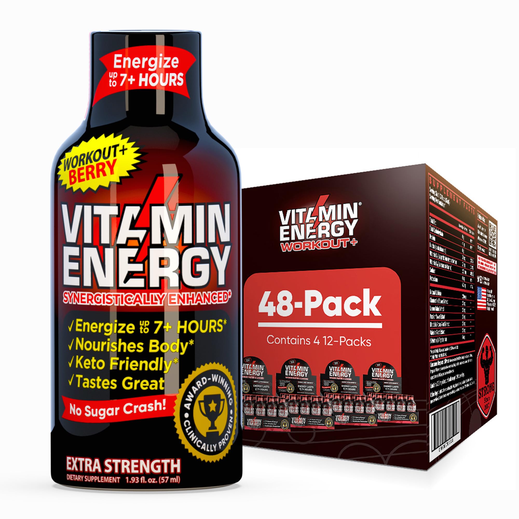 Vitamin Energy Workout+ disparo energizante con cafeína natural para empezar entreno