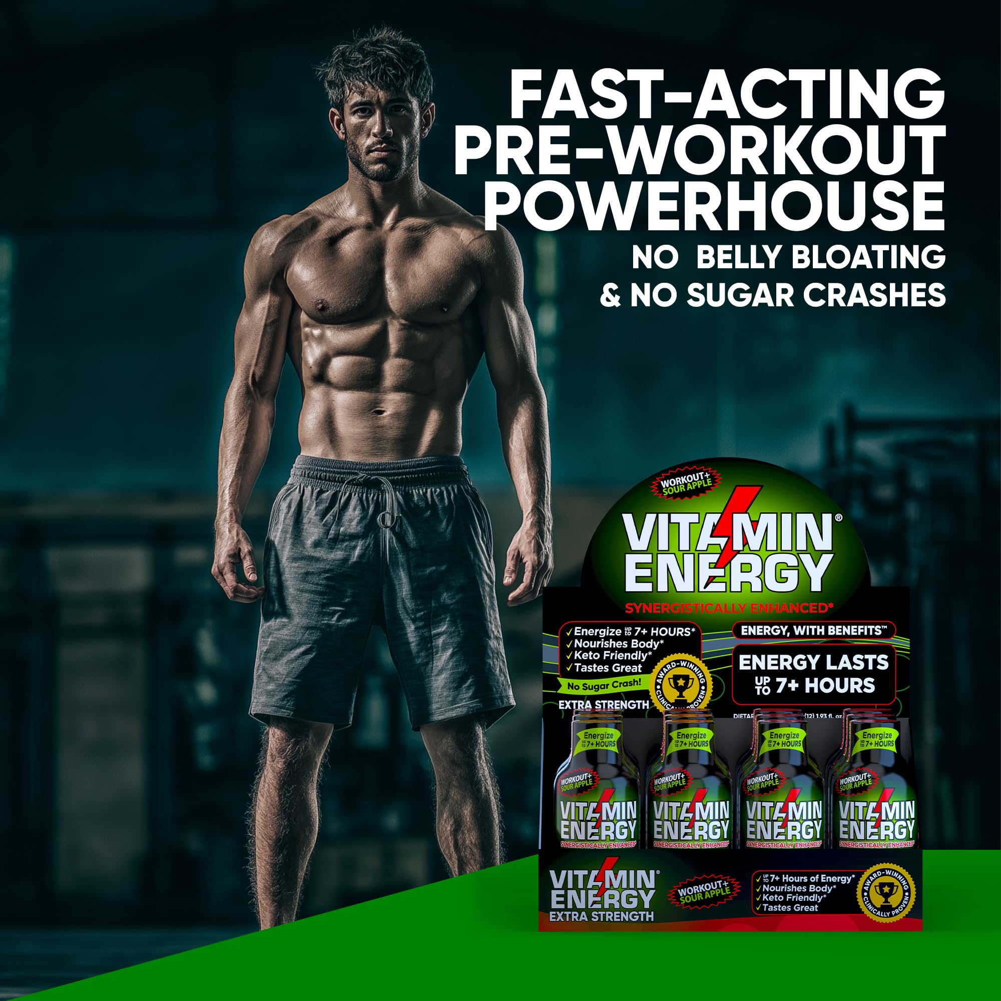 Vitamin Energy Workout+ shot vegano sin gluten para estilo de vida activo