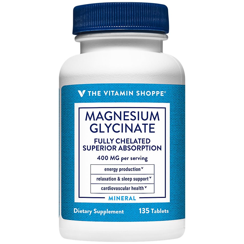 The Vitamin Shoppe magnesio glicinato 400 mg, tabletas para apoyo muscular