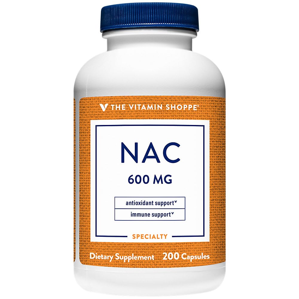 The Vitamin Shoppe NAC botella frontal para uso diario y comodidad.
