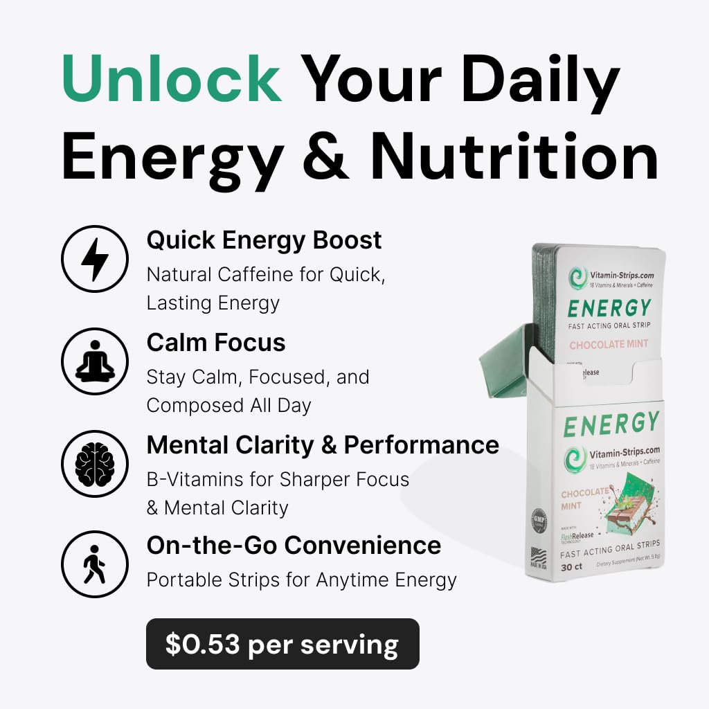 Vitamin-Strips cafeína 30 mg por tira para enfoque sostenido.