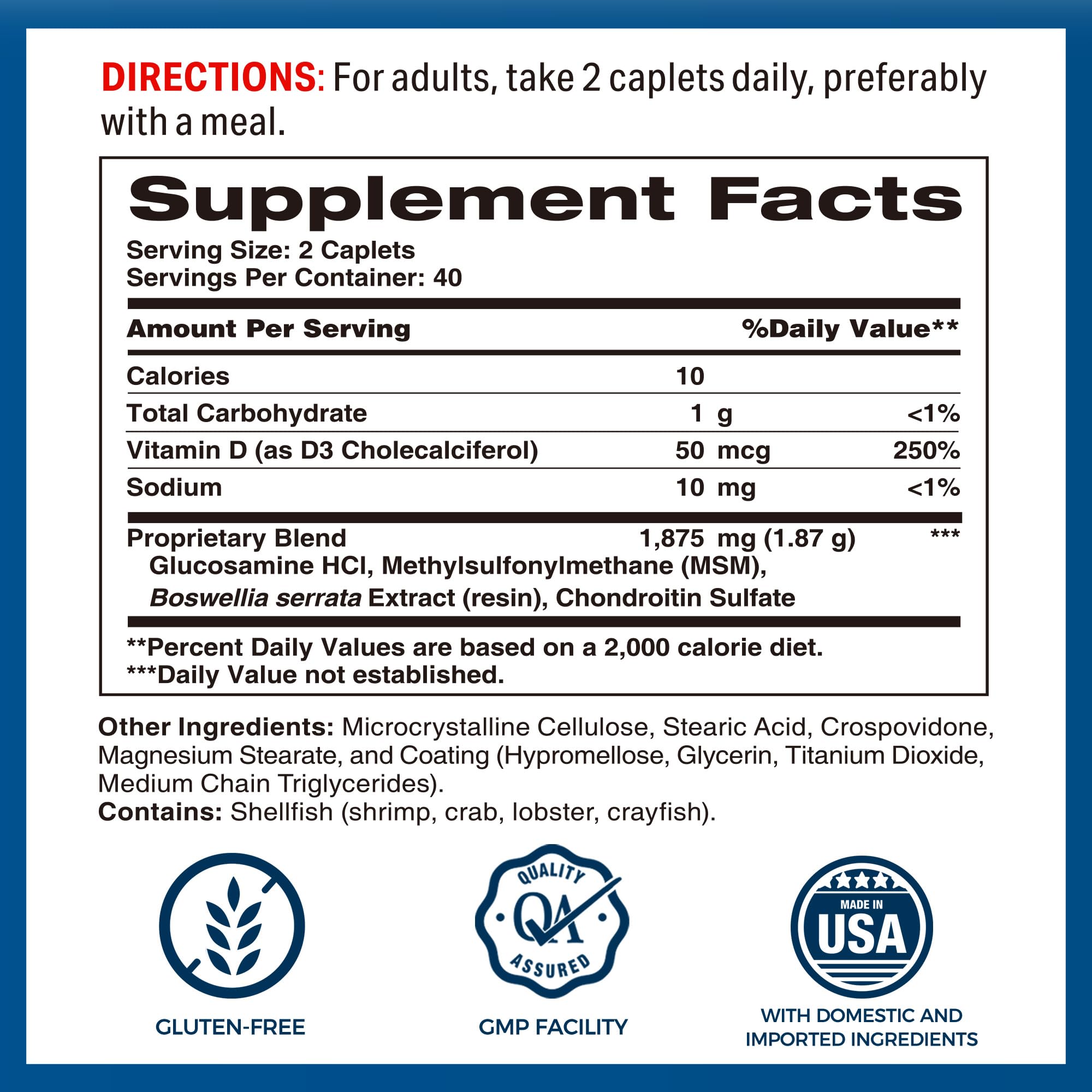 Vitamin World capsulas recubiertas 80: posible aporte diario de glucosamina y condroitina