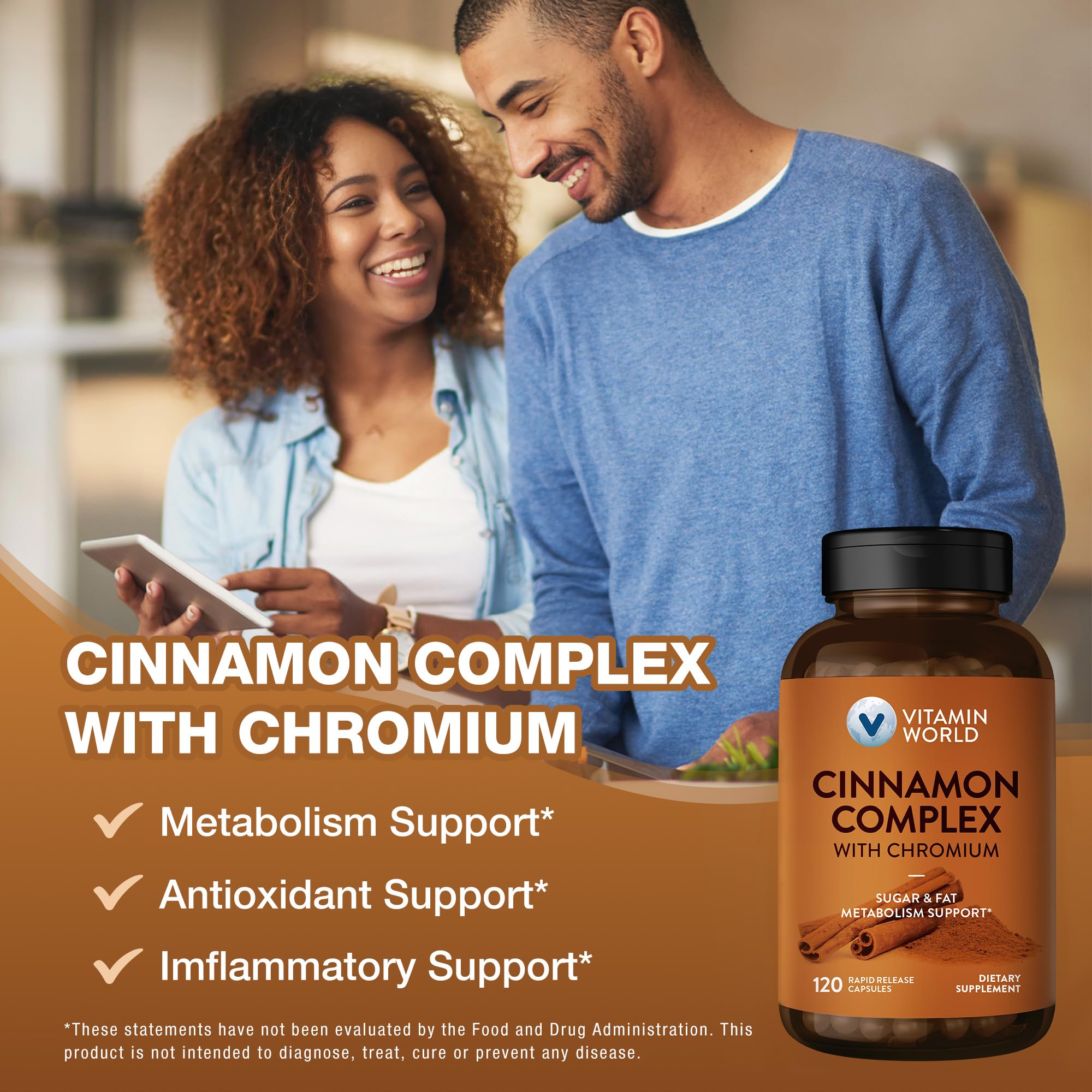 Vitamin World Cinnamon Complex cápsulas listas para añadir a bebidas