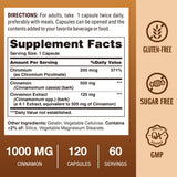 Vitamin World Cinnamon Complex etiqueta visible, destaca ingredientes naturales y cromo