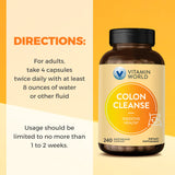 Vitamin World Colon Cleanse etiqueta limpia sin colorantes artificiales