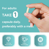 Vitamin World Magnesium Complex: botella de 60 cápsulas para dos meses de uso.