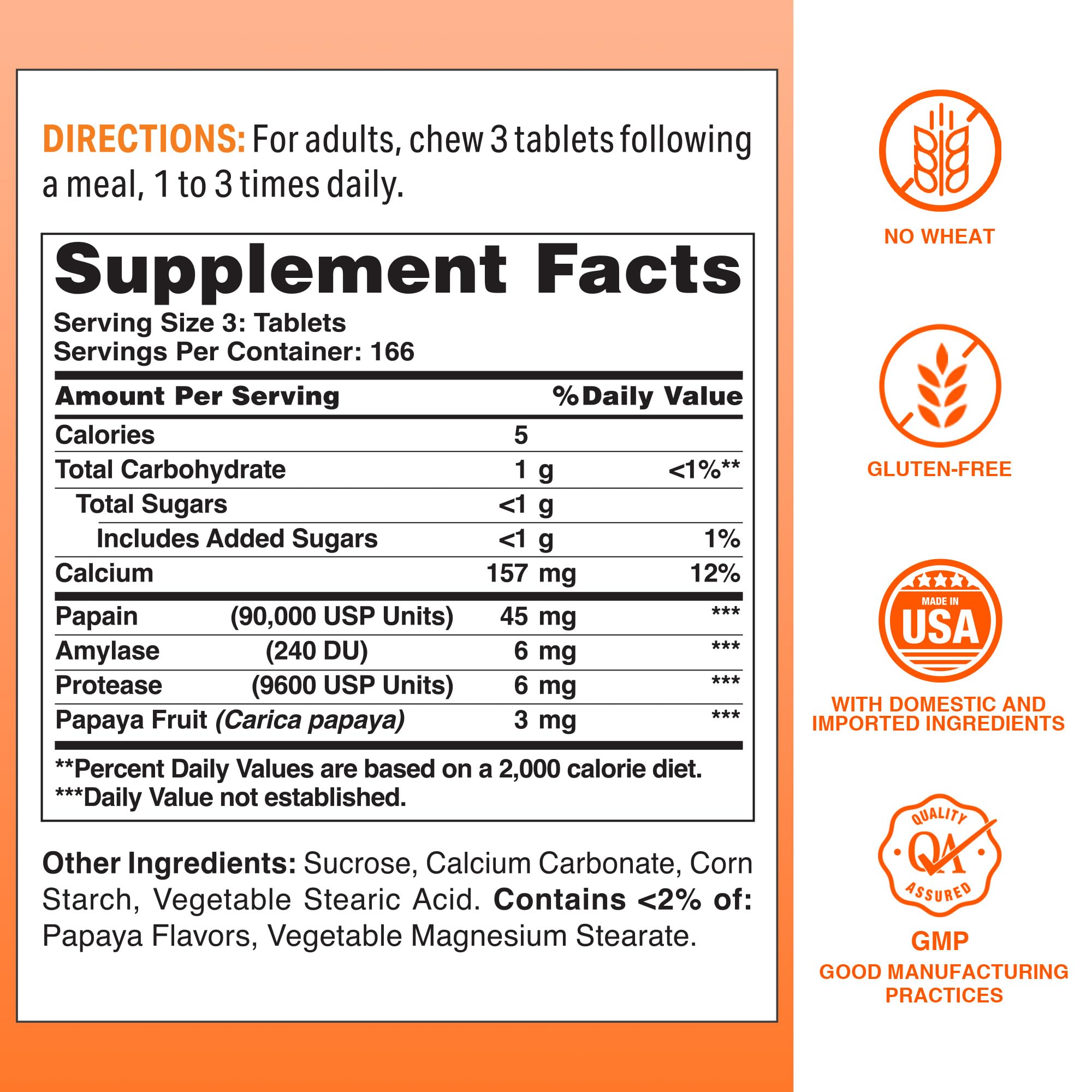 Vitamin World Papaya Enzymes: papaya real para mejorar la absorción de nutrientes.
