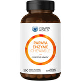Vitamin World Papaya Enzymes: tabletas masticables para apoyar la digestión tras las comidas.