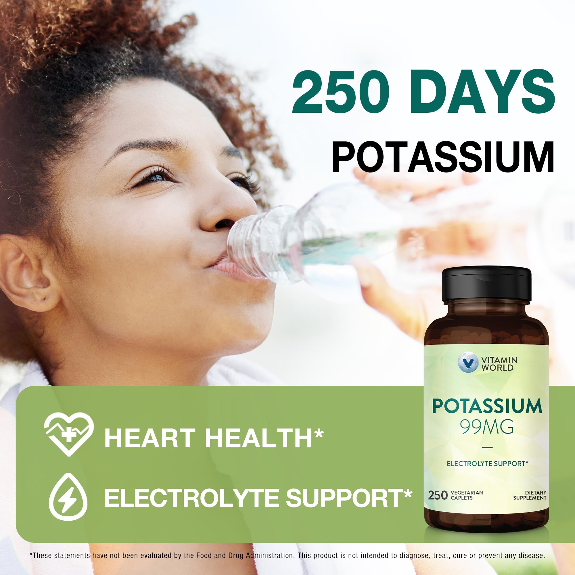 Vitamin World Potassium 99 mg, gráfico de balance de electrolitos y fluidos.