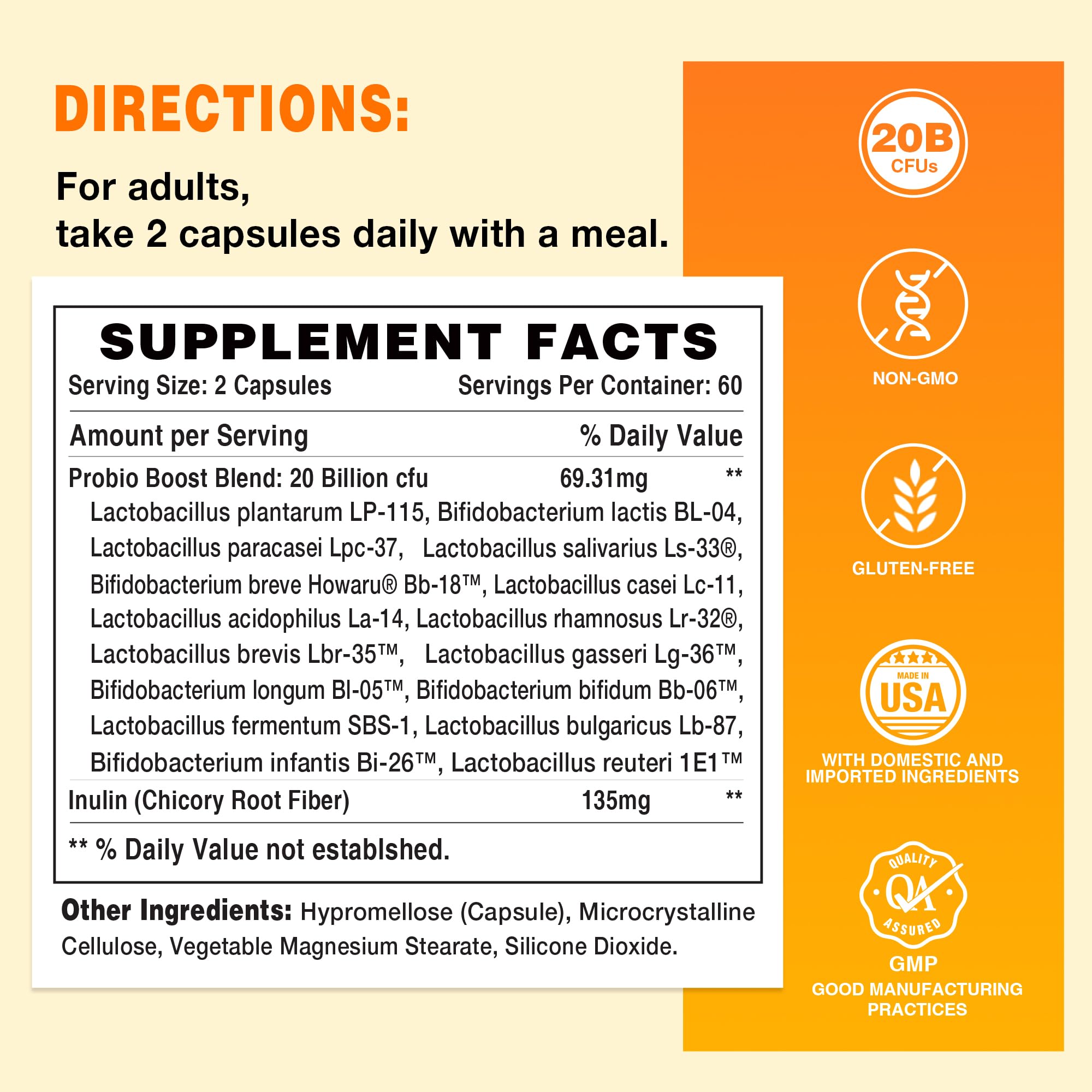 Vitamin World Probiotico cápsulas, dosis para la salud intestinal
