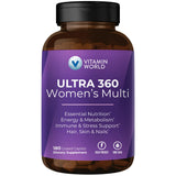 Vitamin World Ultra 360 para mujer: botella detallada para energía diaria