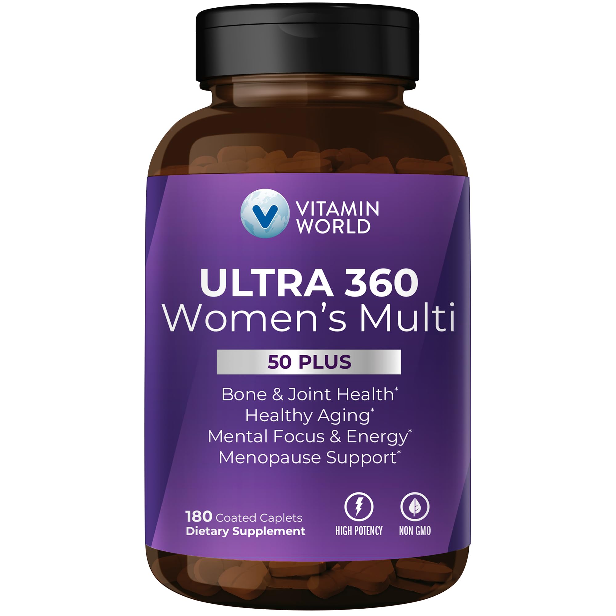 Vitamin World Ultra 360 caplets en frasco para nutrición diaria