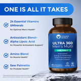 Vitamin World Ultra 360 para hombres, cápsulas listas para consumo diario.