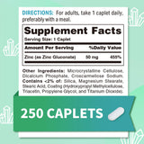 Cápsulas de Vitamin World Zinc quelatado 50 mg, alta absorción y fácil de tragar