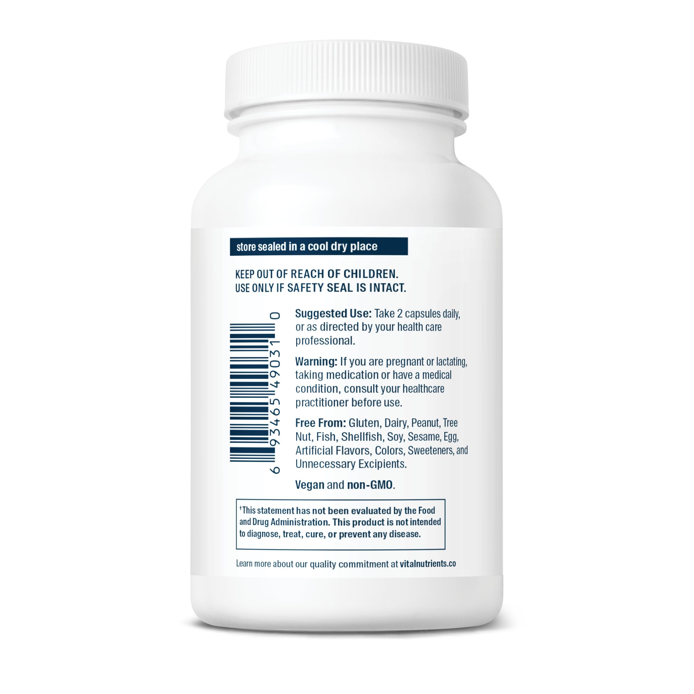 Vital Nutrients Cortisol Balance lista de ingredientes: Ashwagandha y magnesio