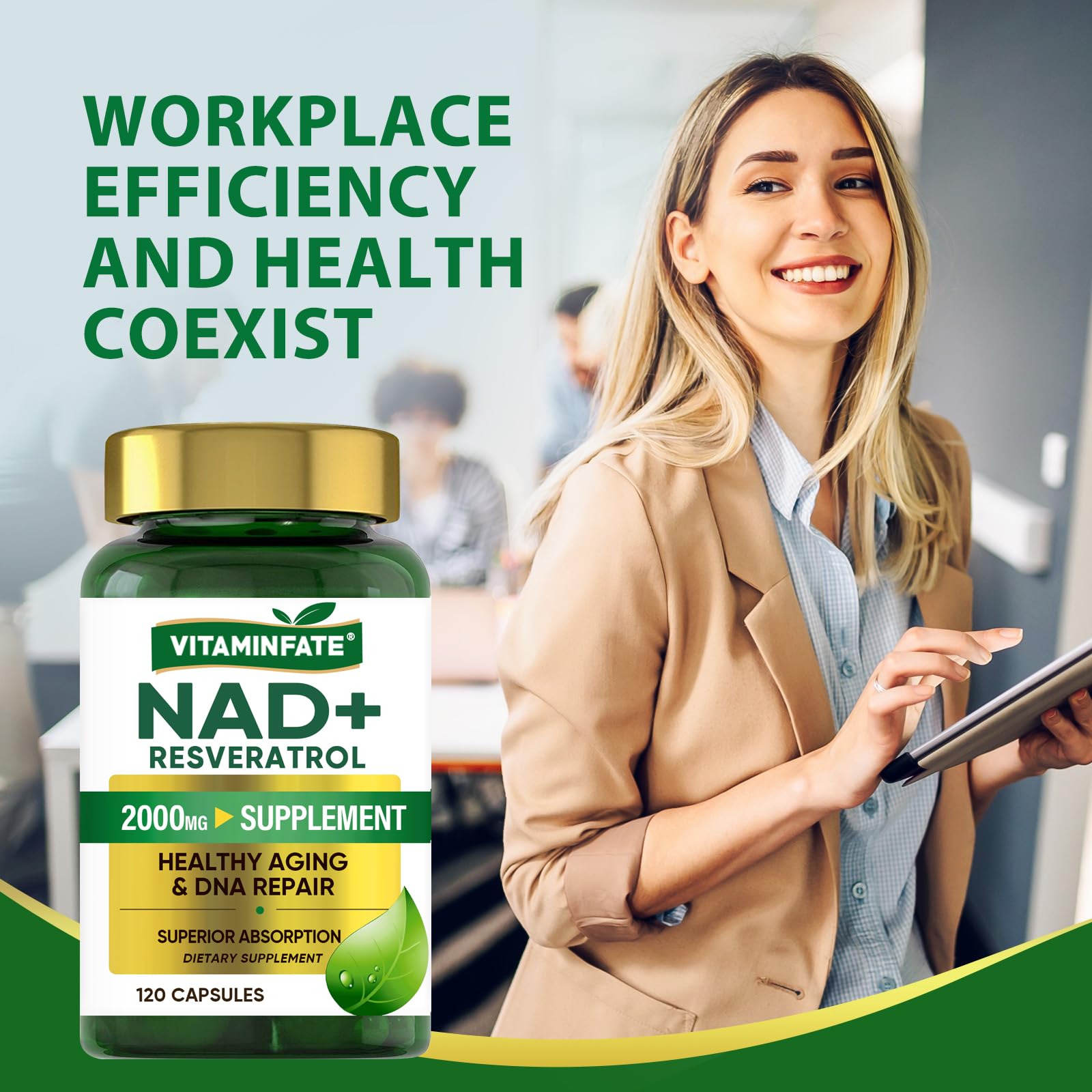 VITAMINFATE NAD+ etiqueta-frontal: información clara del producto