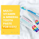 Empaque colorido de Vitaminpaste para niños