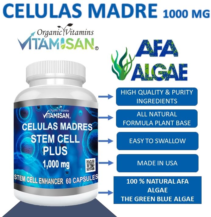 Vitamisan Células Madre cápsulas fáciles de tragar con agua.